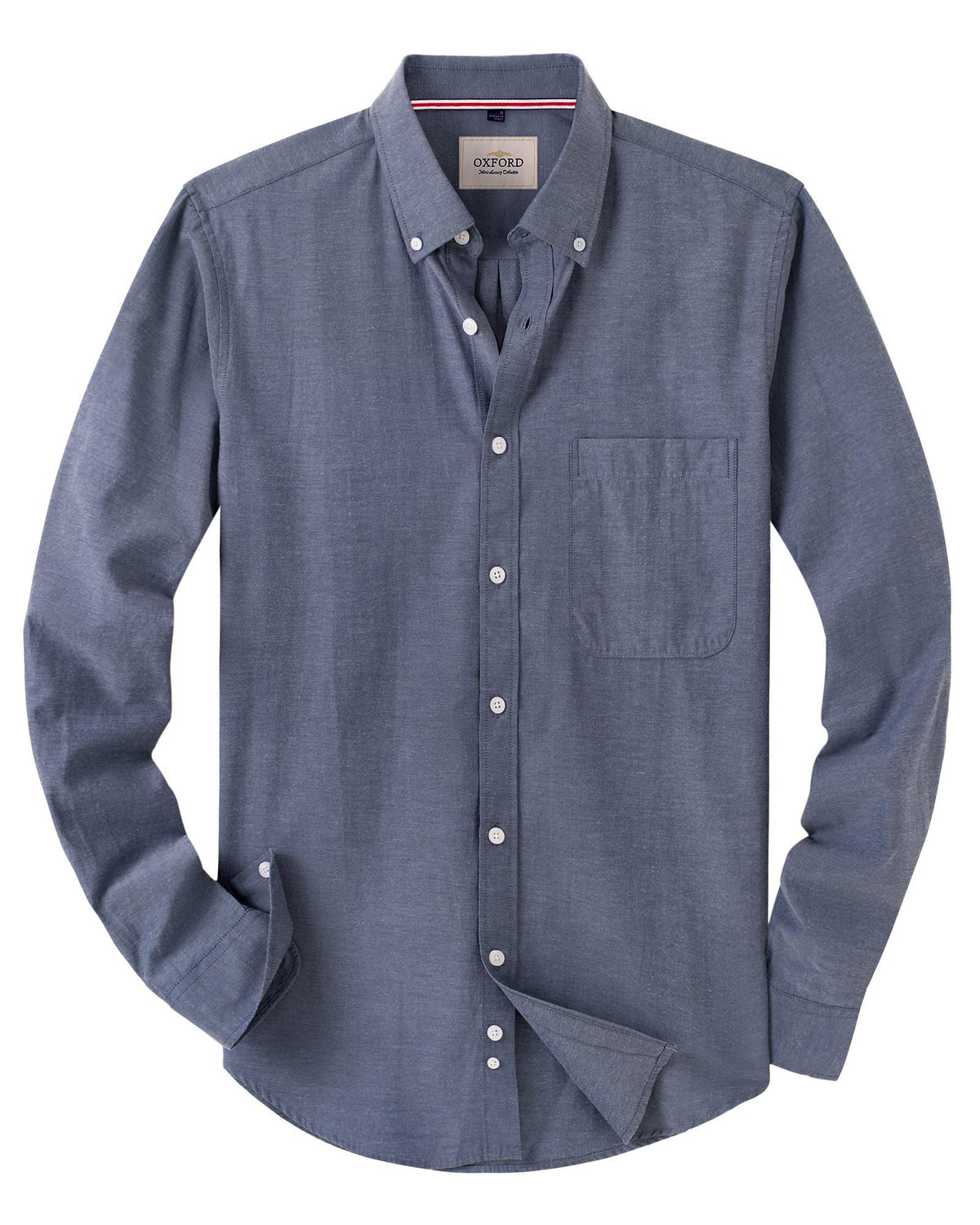 J.VER Men's Long Sleeve Oxford Shirts Smart Casual Business Formal Plain Non Iron Button Down Shirt with Pocket