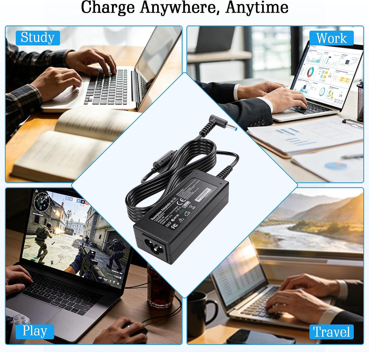 45W HP Laptop Charger, 19.5V 2.31A Power Supply HP Charger for HP Stream 11 13 14 Pavilion 11 13, Elitebook 840 850, ProBook 430 440, Chromebook 11 14 and More(4.5mm * 3mm)