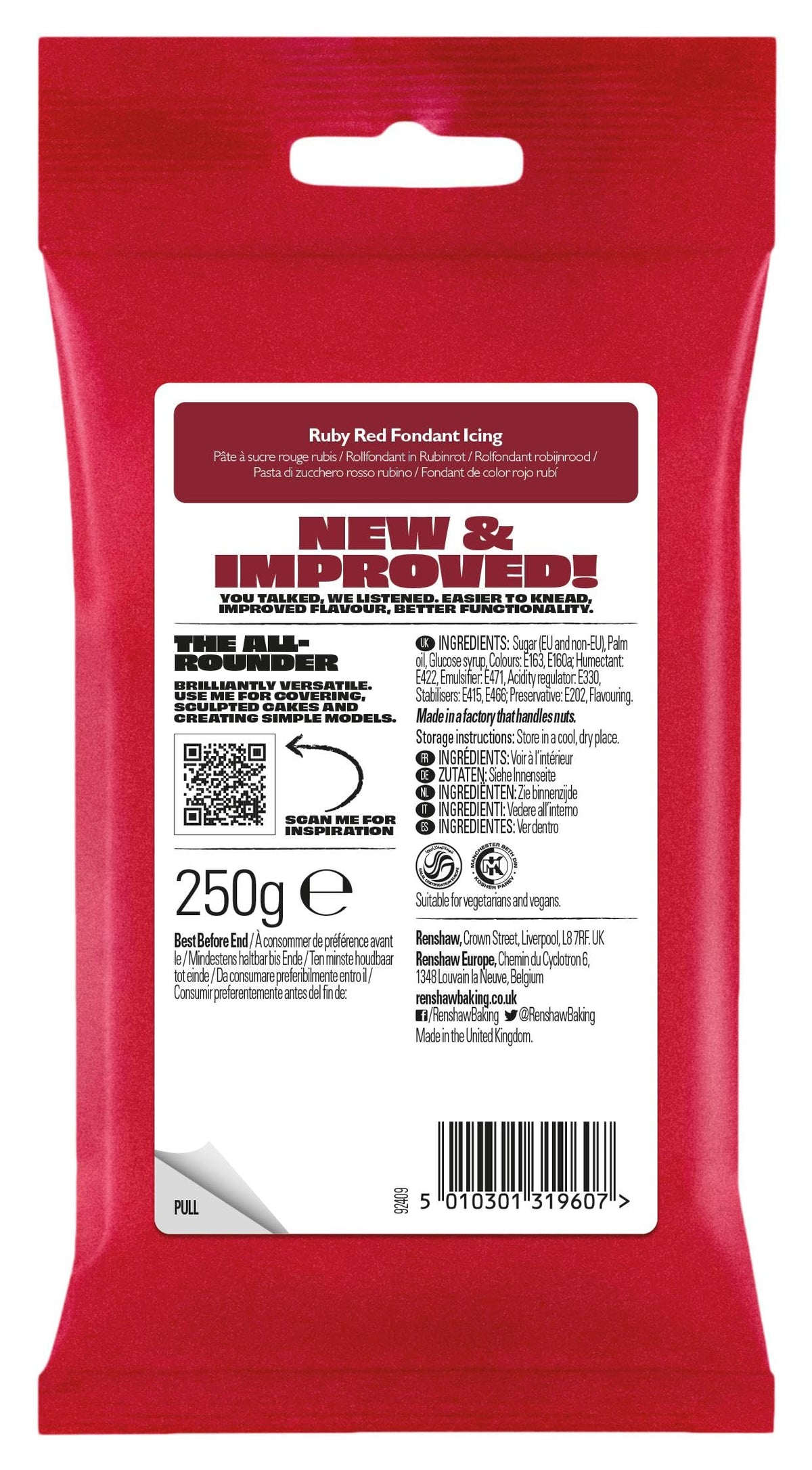 Renshaw White Ready to Roll Fondant Icing, 500 g (Pack of 1)