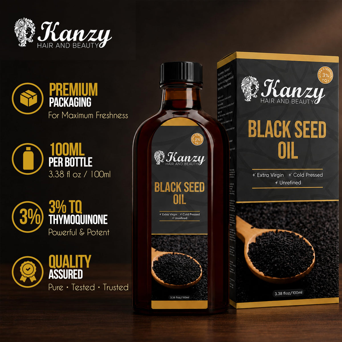 Kanzy Vitamin E Oil for Skin, Hair, Lips and Face - Naturally Sourced Multi-Purpose Plant-Based Vitamin E Oil for Hair Growth as Skincare and Haircare Product for both Men and Women (30 ml)