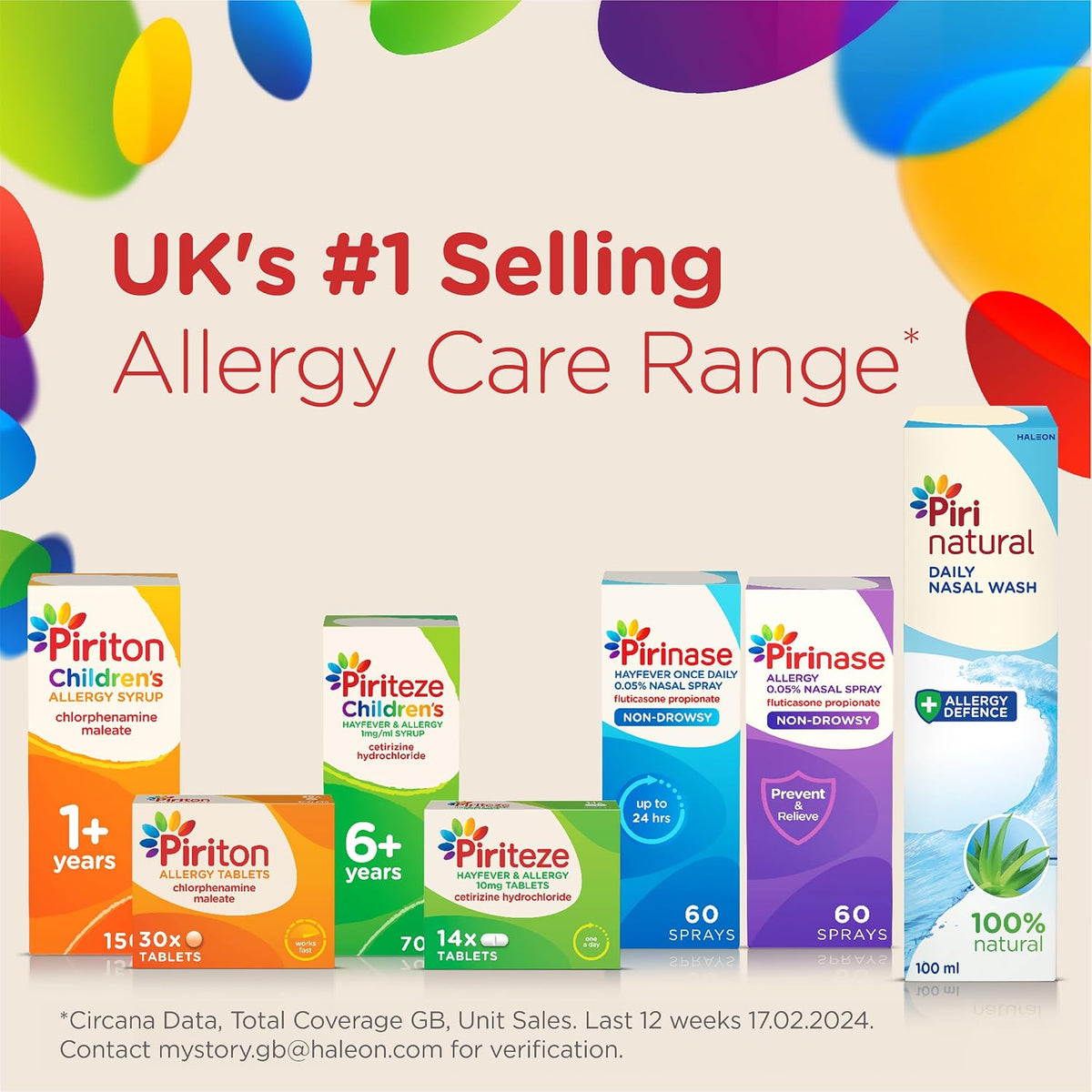 Piriteze Hayfever & Allergy Tablets, Cetirizine, 6 Years+, 30 Tablets