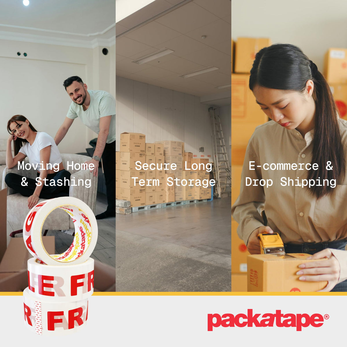 Packatape - 6 Rolls Per Pack 48MM x 66M Brown Packaging Tape for Parcels and Boxes. This 6 rolls pack of Heavy Duty Brown Packing Tape Provides a Strong, Secure and Sticky Seal for your Boxes