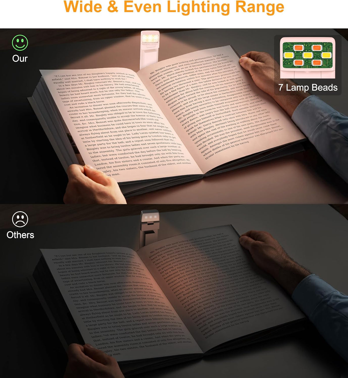 Gritin Book Light Rechargeable, Reading Light Lamp Clip on Book for Reading
