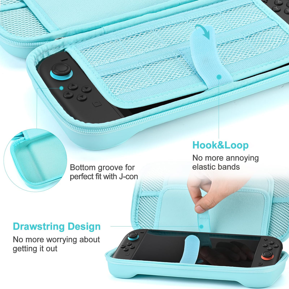Younik Switch Accessories Bundle, 17 in 1 Switch Accessories Kit for Girls Include Switch Carrying Case with 9 Game Card Slots, Adjustable Stand, Protective Case for Switch Console & J-Con (Blue)