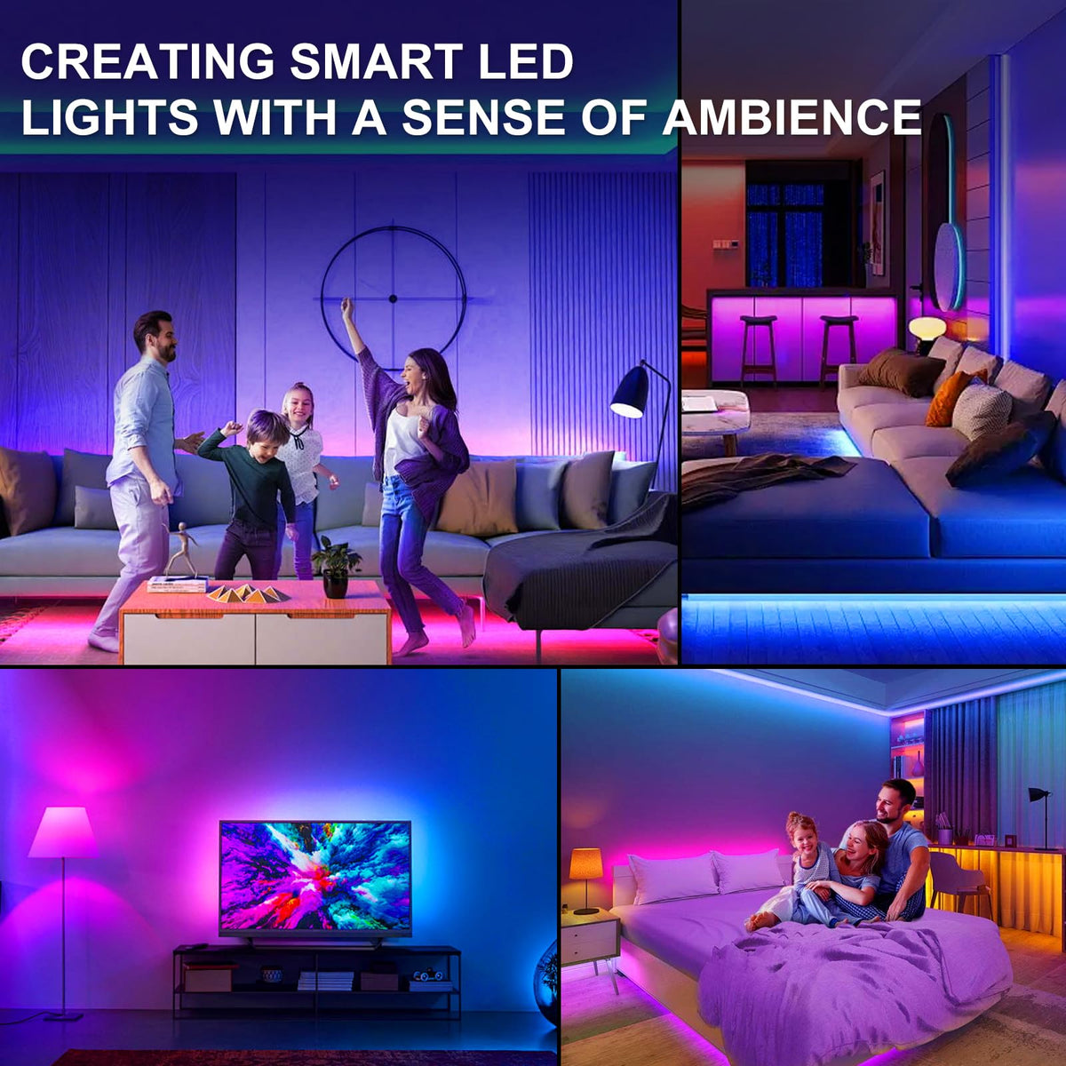 Led Strip Lights 1M/3.28ft, TV LED Backlight with Smart App Control Remote, 5050 RGB Music Sync Colour Changing, USB Smart LED Strip Light for TV,Computer, Monitor, Bedroom, Party and Home Decoration
