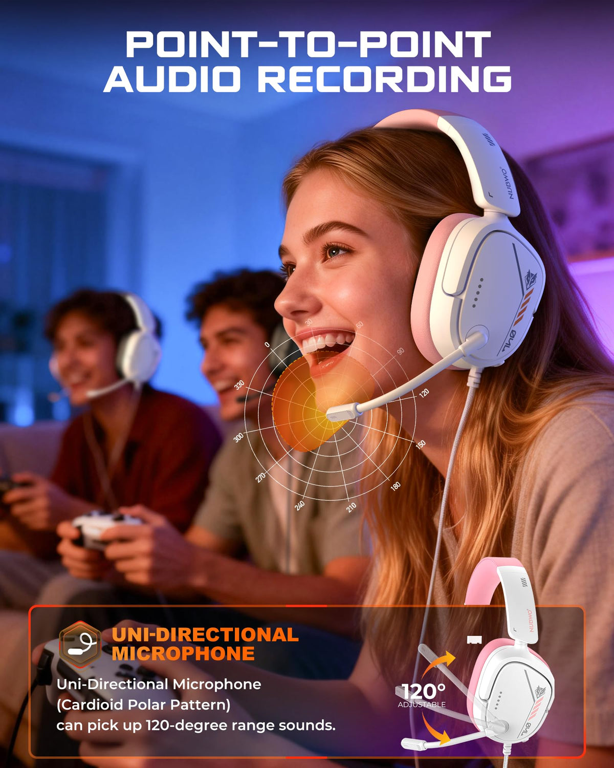 NUBWO HG04L Gaming Headset for PS5/PS4, Xbox Series X|S/Xbox One, Switch – 250g Lightweight, Clear Unidirectional Mic, Soft Memory Earmuffs, 3.5mm Jack for Gaming & Work