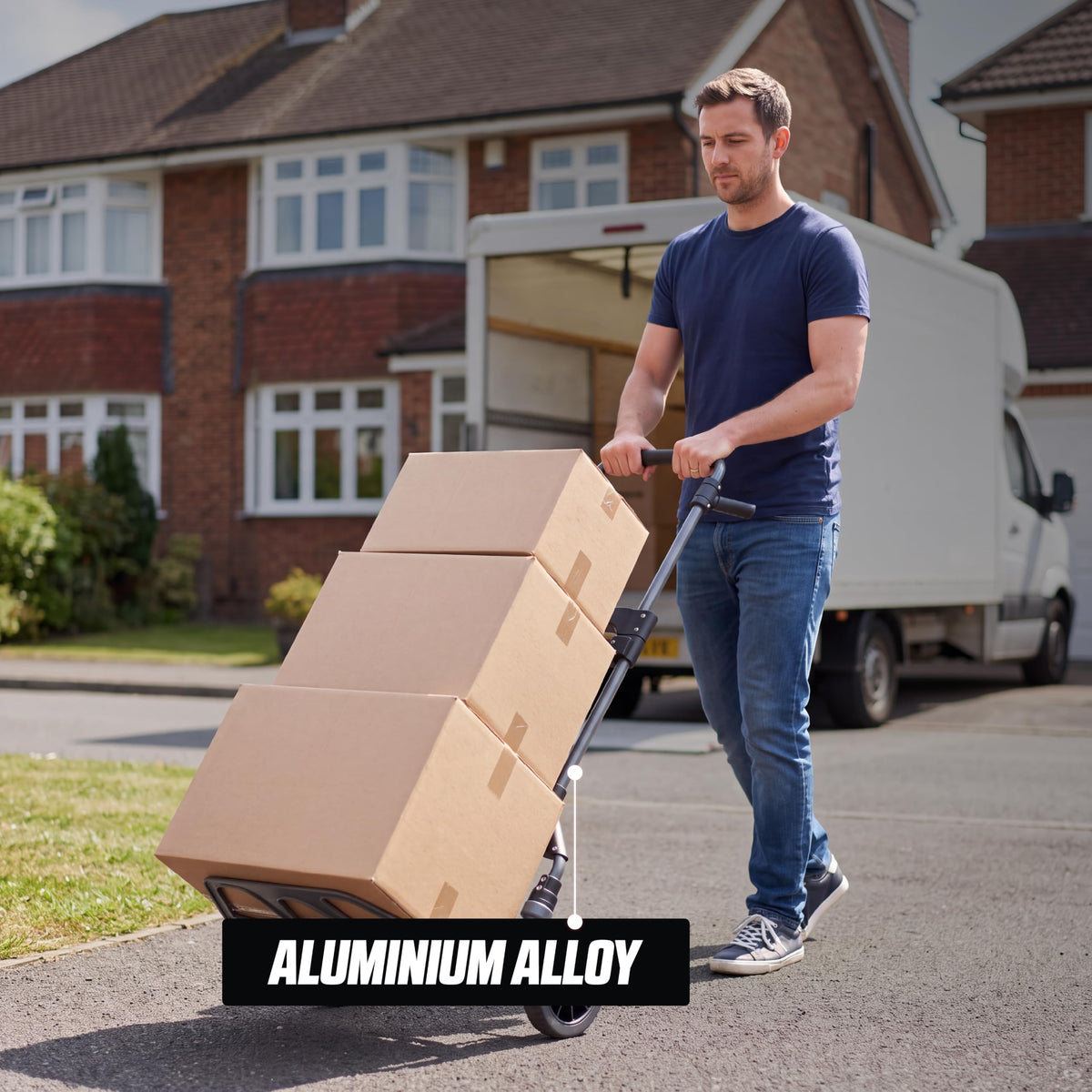 MoverX Folding Hand Truck Aluminium, Heavy Duty Hand Truck Foldable Trolley on Wheels, Multi Purpose Sack Truck Moving Trolley, 80kg