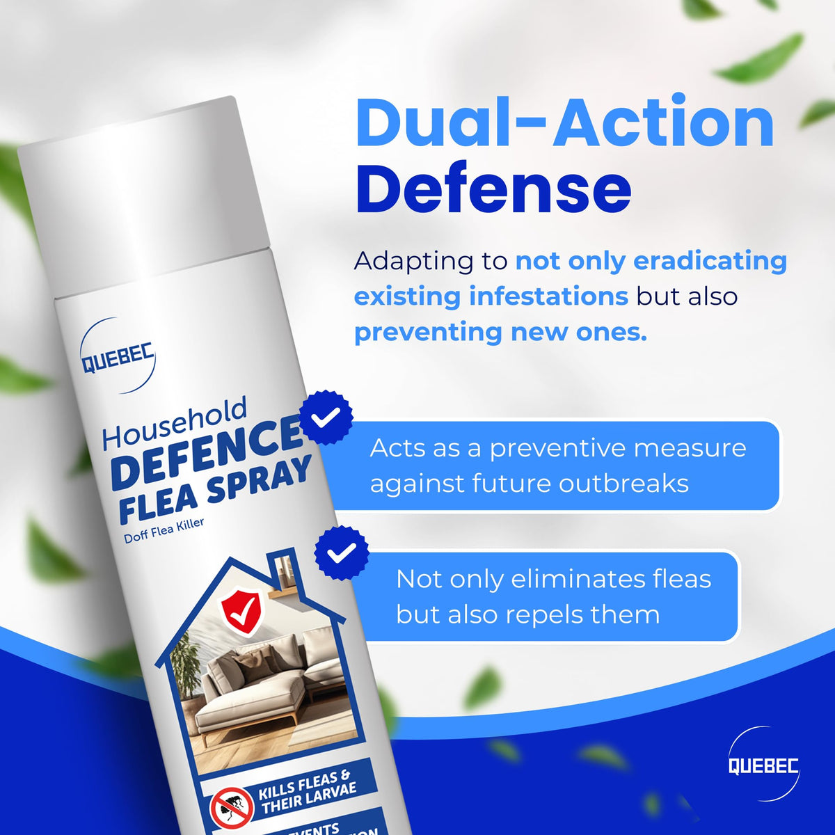 Quebec Household Flea Spray for the Home 500ml, Pack of 3