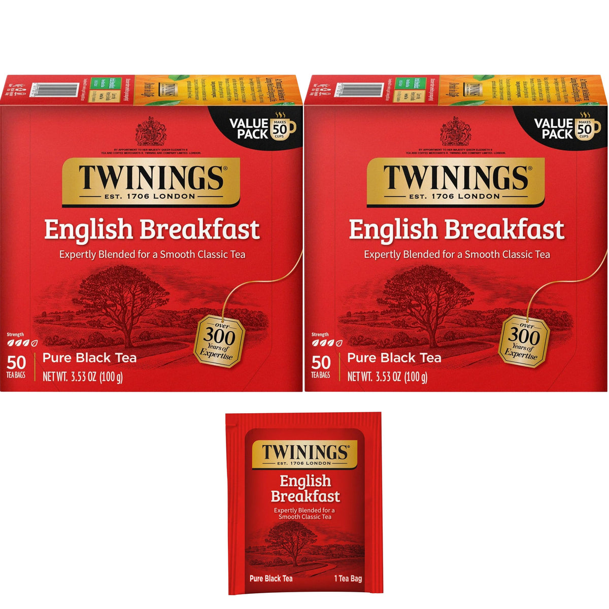 Twinings English Breakfast Tea, 4 x 80 Biodegradable Plant-Based Tea Bags
