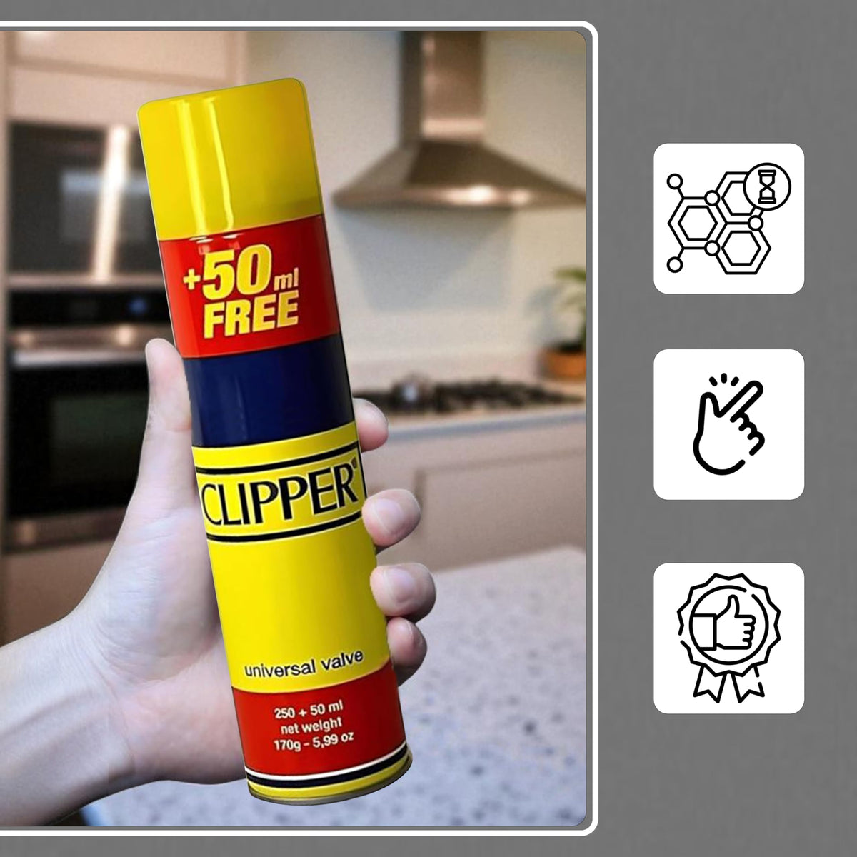 Luxtrous Genuine Clipper Gas, Suitable for Universal Canisters, Lighters, Torches and Camping Stoves, 300ml (Pack of 6)