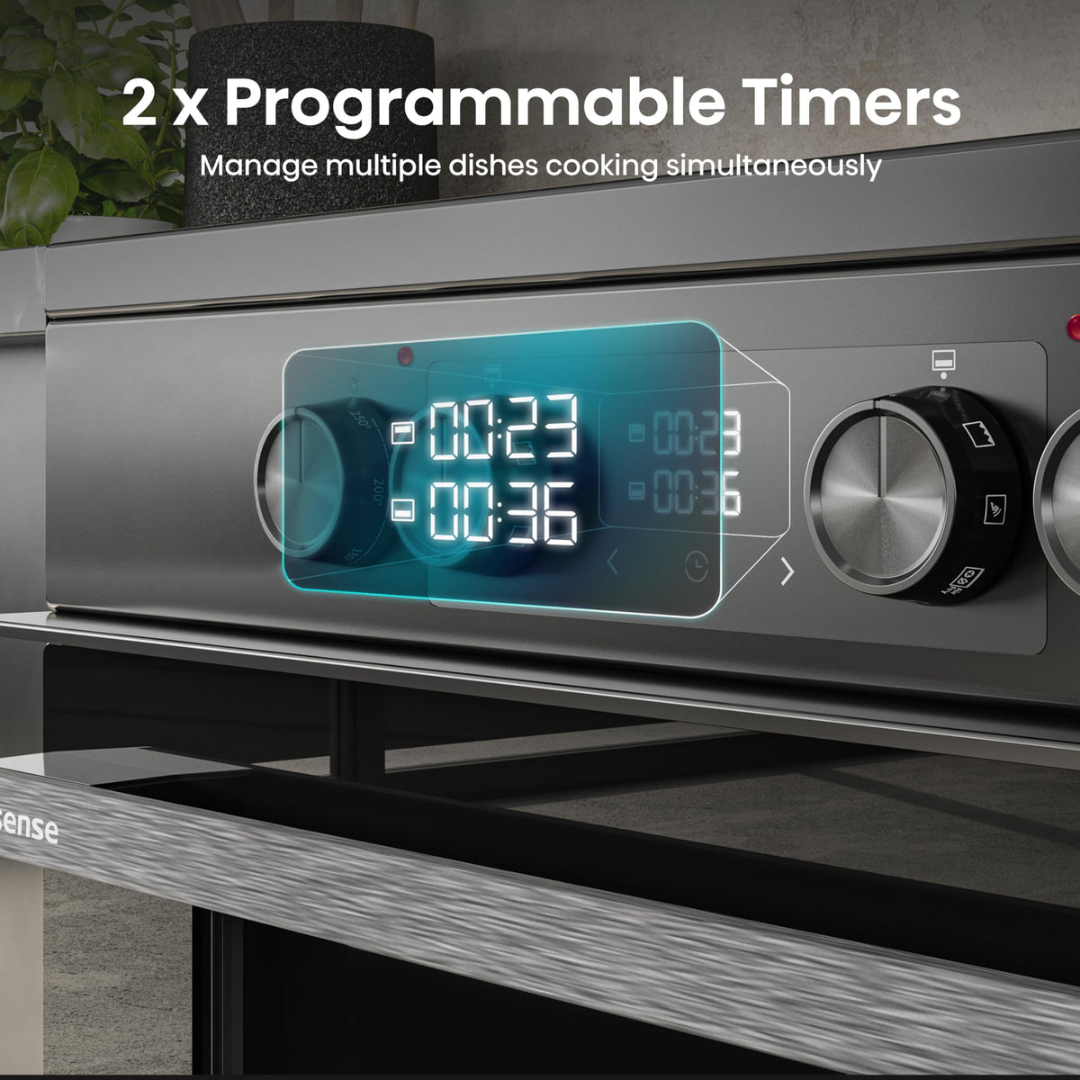 Hisense HDUKC60W 60cm Electric Cooker with Ceramic Hob-White, A Rated Double Oven 50L/80L [Energy Class A]