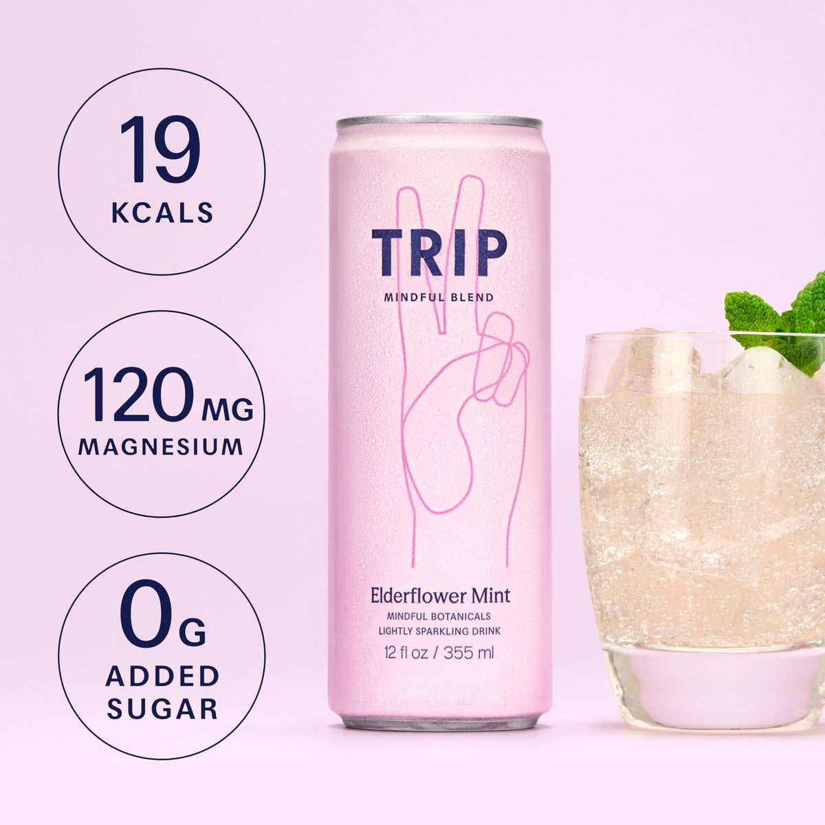 TRIP Cucumber Mint Sparkling drink with 120MG calming Magnesium + Lion’s Mane + Chamomile + Lemon Balm. Low Calorie and Vegan (Pack of 12 x 250ml) - Packaging Might Vary