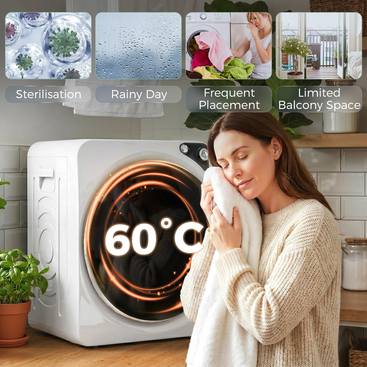 HOMCOM Vented Tumble Dryer, 5kg Wet Laundry/3kg Dry Capacity, 1000W, Black