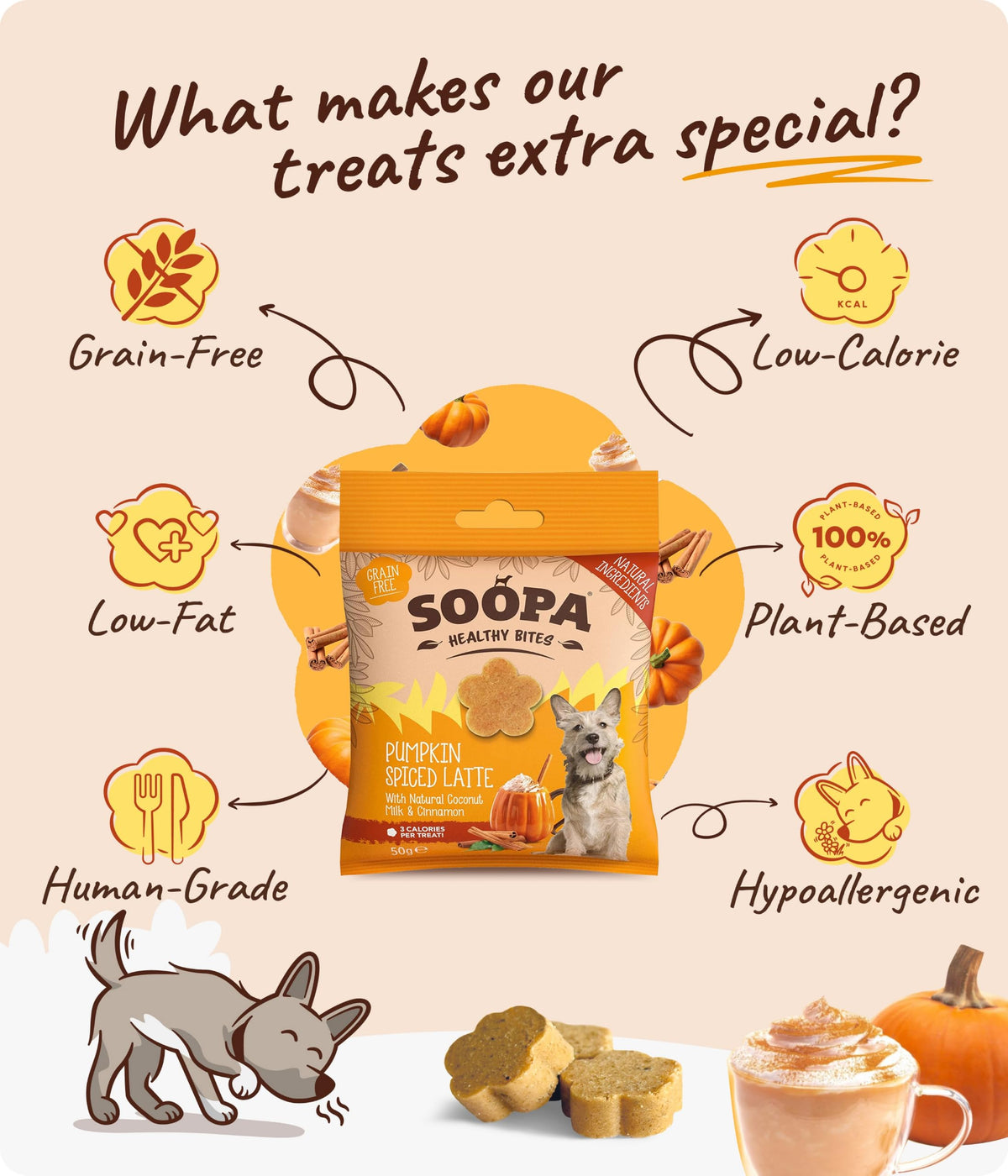 Soopa Strawberry Dog-Quiri Healthy Bites, Dog Training Treats, 50 g, 1-Pack
