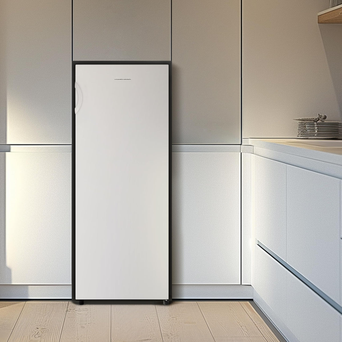 Fridgemaster MTZ55153E Freestanding Upright Freezer, 165 Litres, 143 cm Tall, 4 Star Freezer Rating, 55cm width, E Rated in White