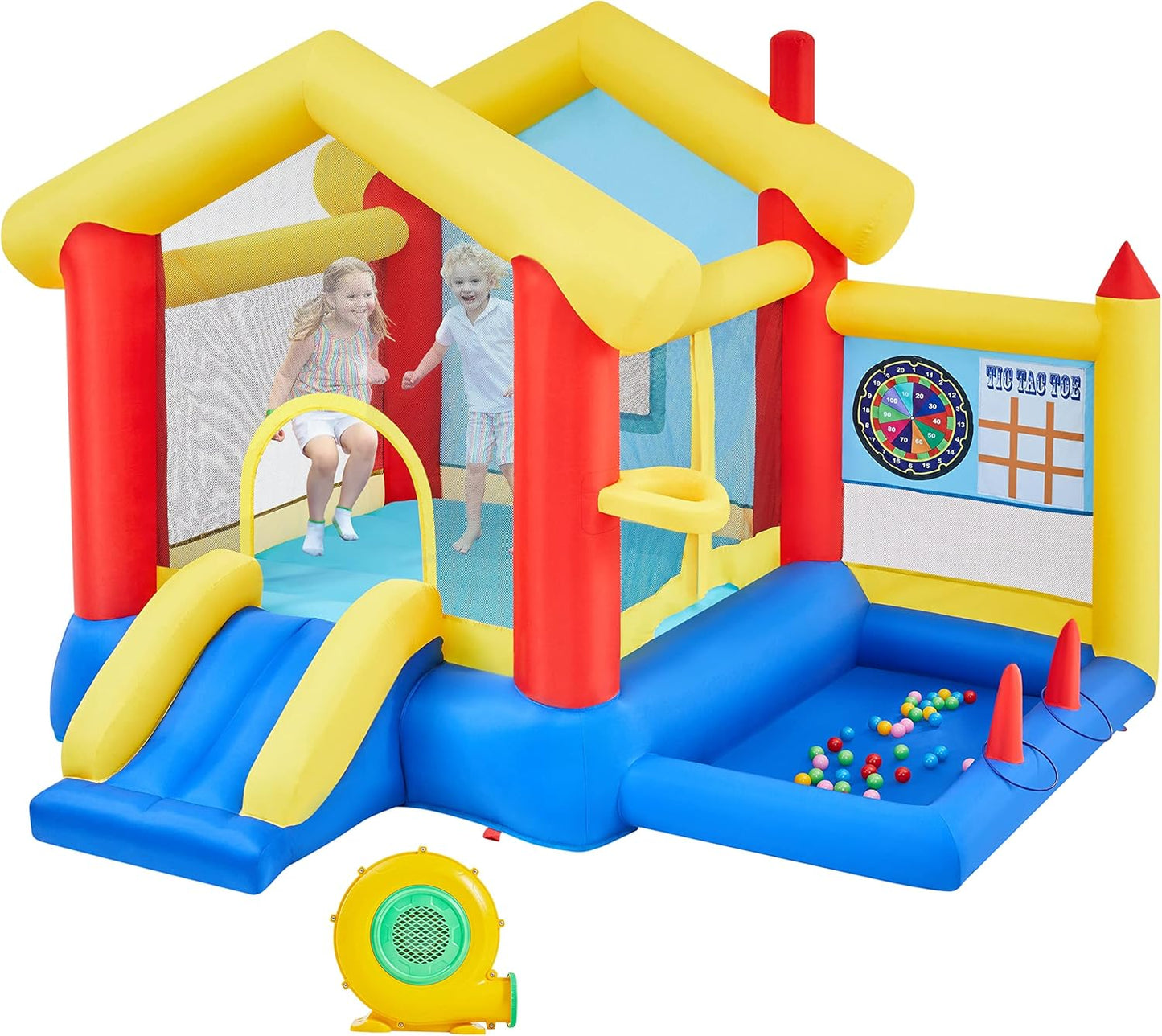 Yaheetech 7-in-1 Kids Inflatable Bouncy Castle with Blower & 50 Balls — 313x280x222cm | Ages 3-10