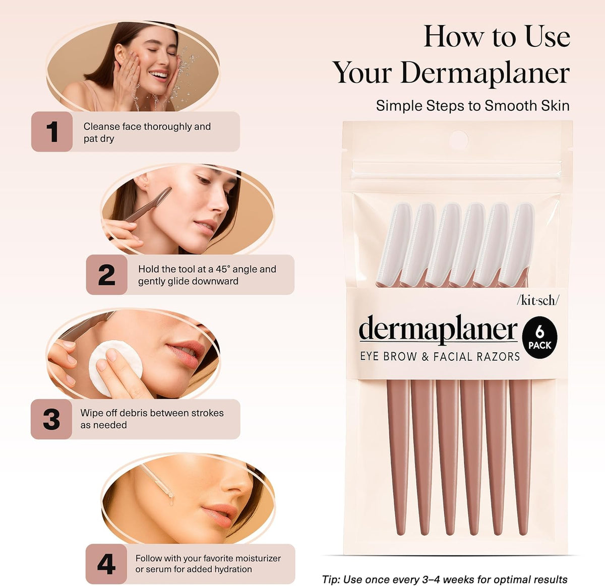 Kitsch Dermaplane Razor for Women Face 12pcs – Terracotta