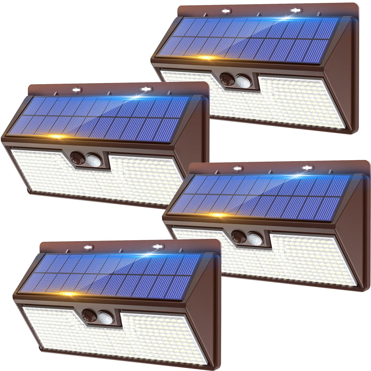 vighep Solar Security Lights Outdoor Motion Sensor, White 318LED Led Solar Powered Light with 3 Lighting Modes, IP65 Waterproof Wireless Pir Wall Light for Outside Garden Fence Yard-Warm White