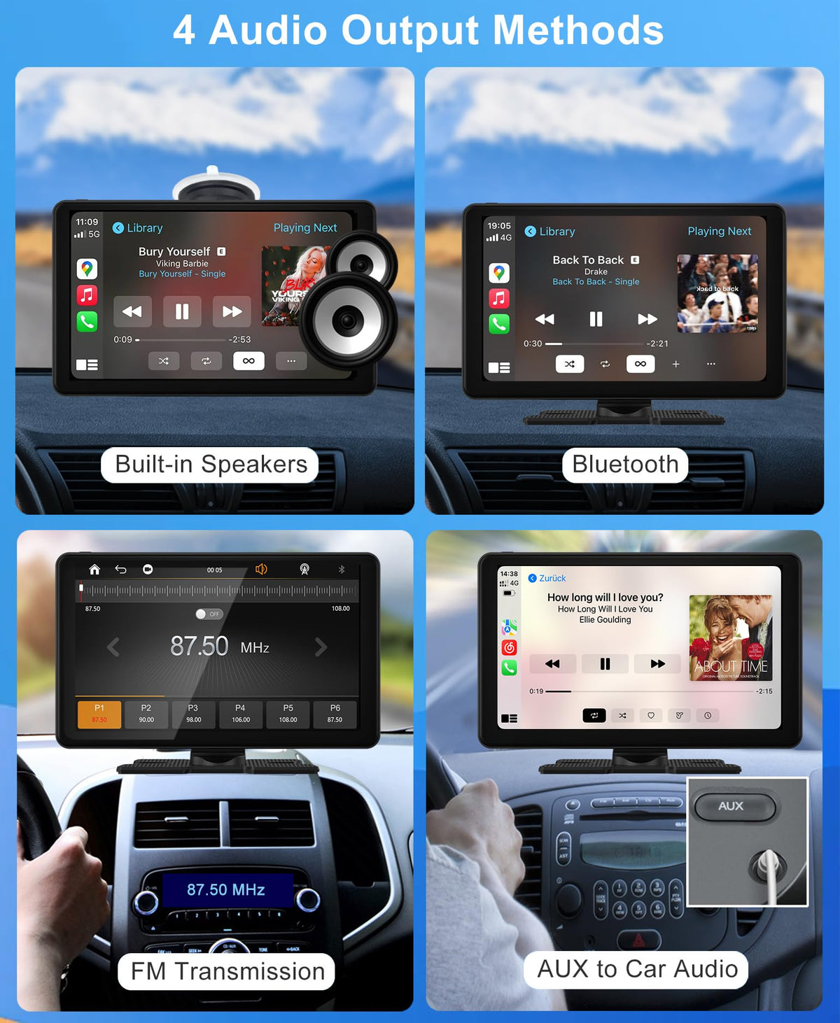 Wireless CarPlay Android Auto Screen, Car Stereo for CarPlay 7" HD Touch Screen Portable Navigation AirPlay Video Music Player Bluetooth WiFi, Voice Control, Mirror Link