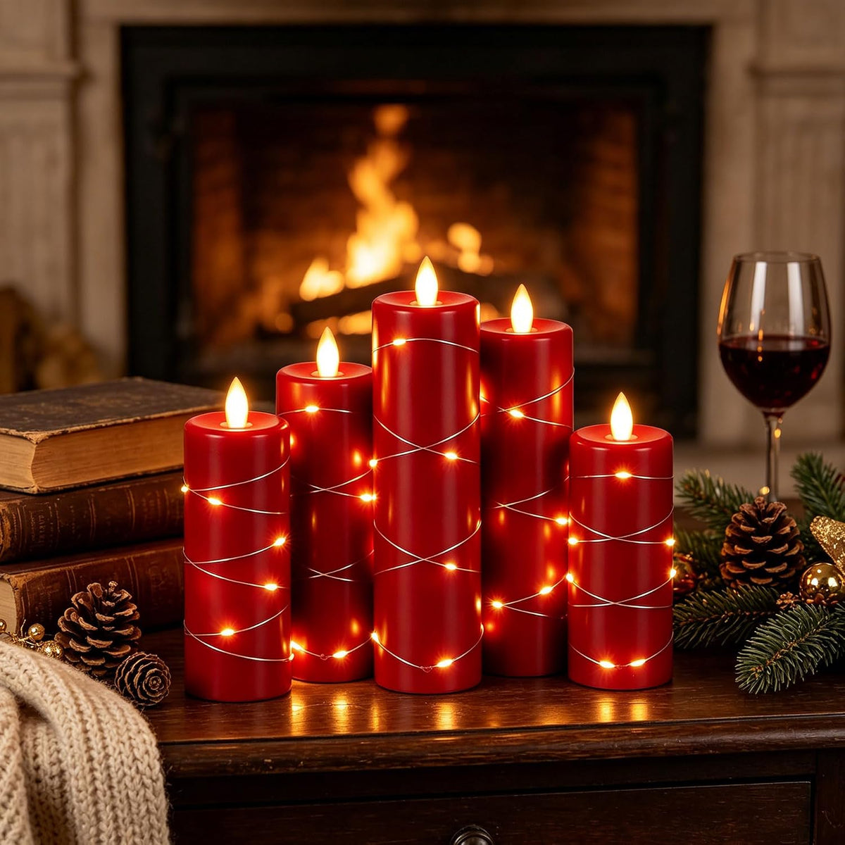 Da by 3 Pack Ivory Flameless LED Candles with Fairy Lights, Realistic Moving Flame Paraffin Wax Candles, Remote Control, Soft Warm Light, 8cm D x 12.5/14.5/16.5cm H, Indoor Wedding Home Decor