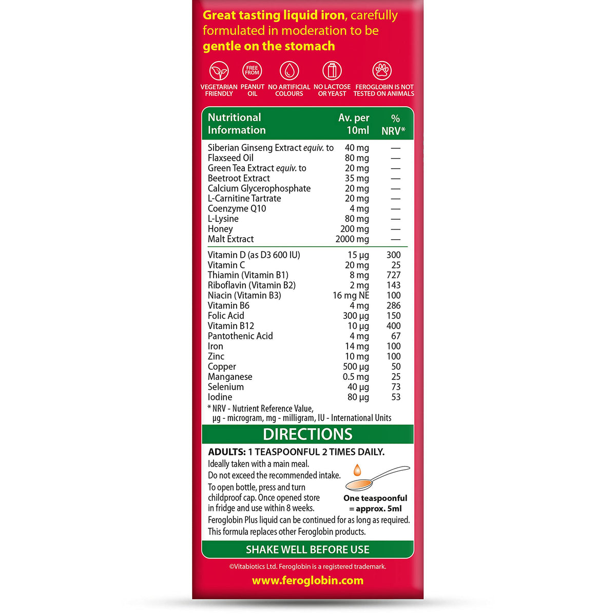 Feroglobin Iron Supplement Capsules Support Iron Defficiency, Anemia and Blood Formation, Boost Energy, Immunity and Vitality While reducing Fatigue and Tiredness