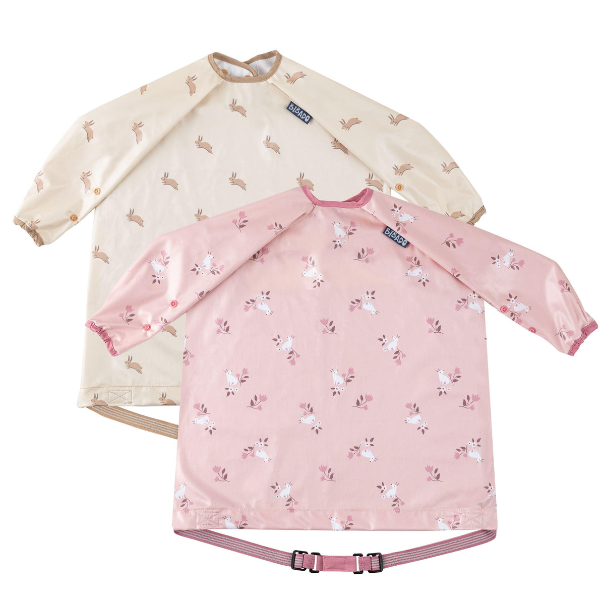 BIBaDO Long Sleeve Baby Bibs - Coverall Weaning Bib with Highchair Strap