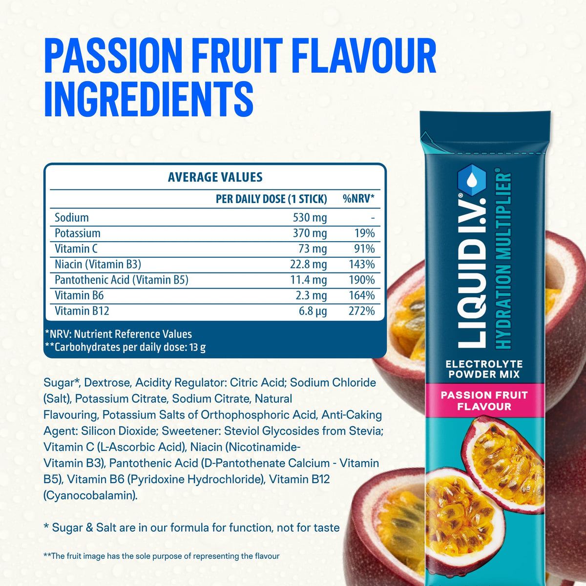 Liquid I.V. Hydration Multiplier Electrolyte Mix, Passion Fruit, 16 Sticks