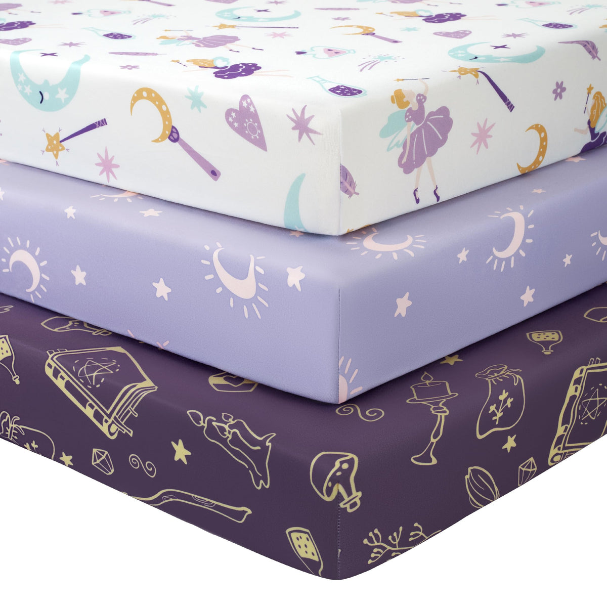 Cot Bed Sheets 140 x 70cm Fitted, 3 Pack Baby Cot Sheets, Ultra Soft & Silky Smooth Microfiber Toddler Bed Sheets Pink Rainbow