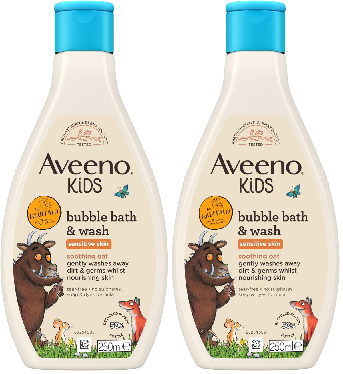 Aveeno Kids Bubble Bath & Wash for Sensitive Skin 250ml Gruffalo Edition