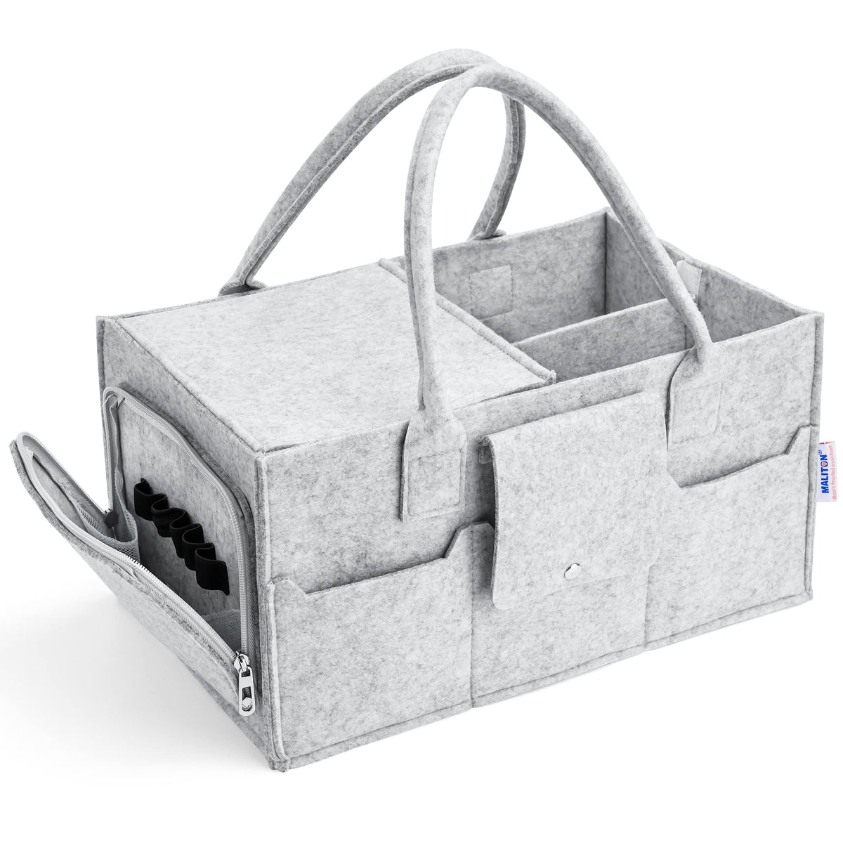 Maliton Nappy Caddy Organiser with 8 Pockets & Removable Dividers (Khaki)