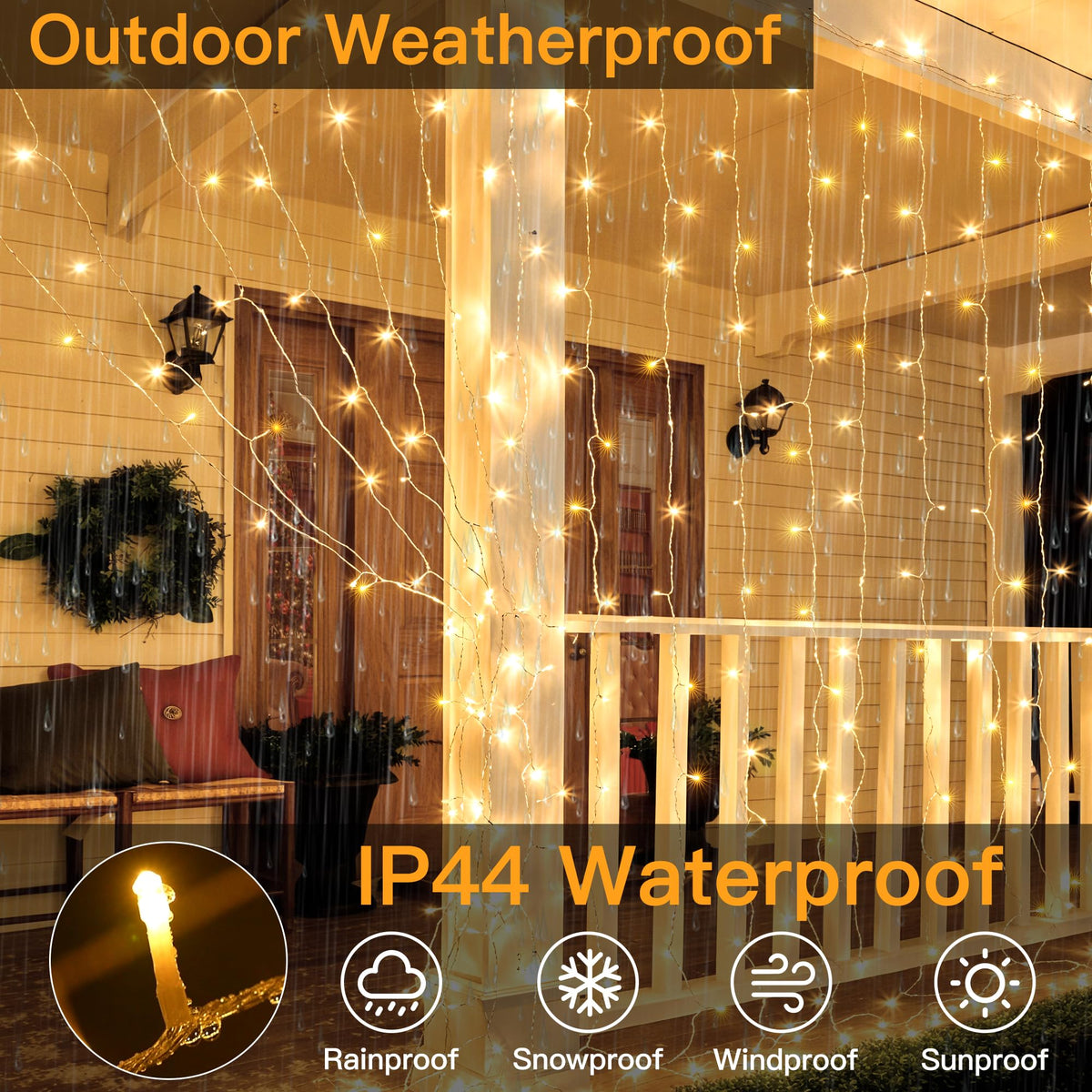 Ollny Curtain Fairy Lights, 200 LEDs 2mx2m Window String Lights Multicolour