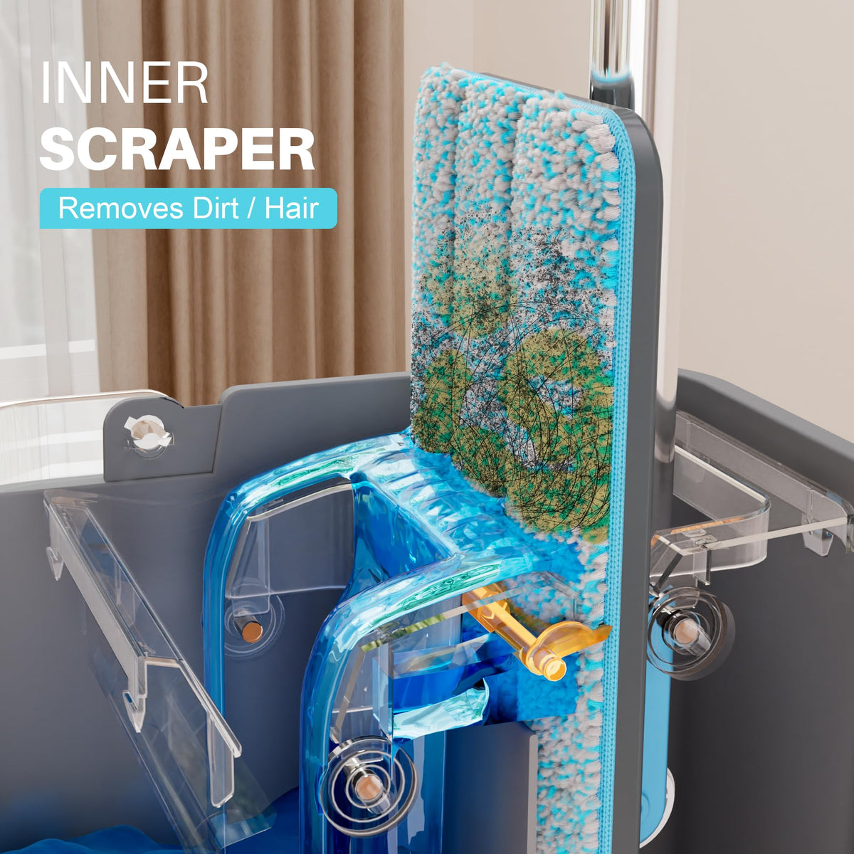 JOYMOOP Mop and Bucket with Wringer Set, Hands Free Flat Floor Mop and Bucket, with 3 Washable Microfiber Pads, Wet and Dry Use, Floor Cleaning System