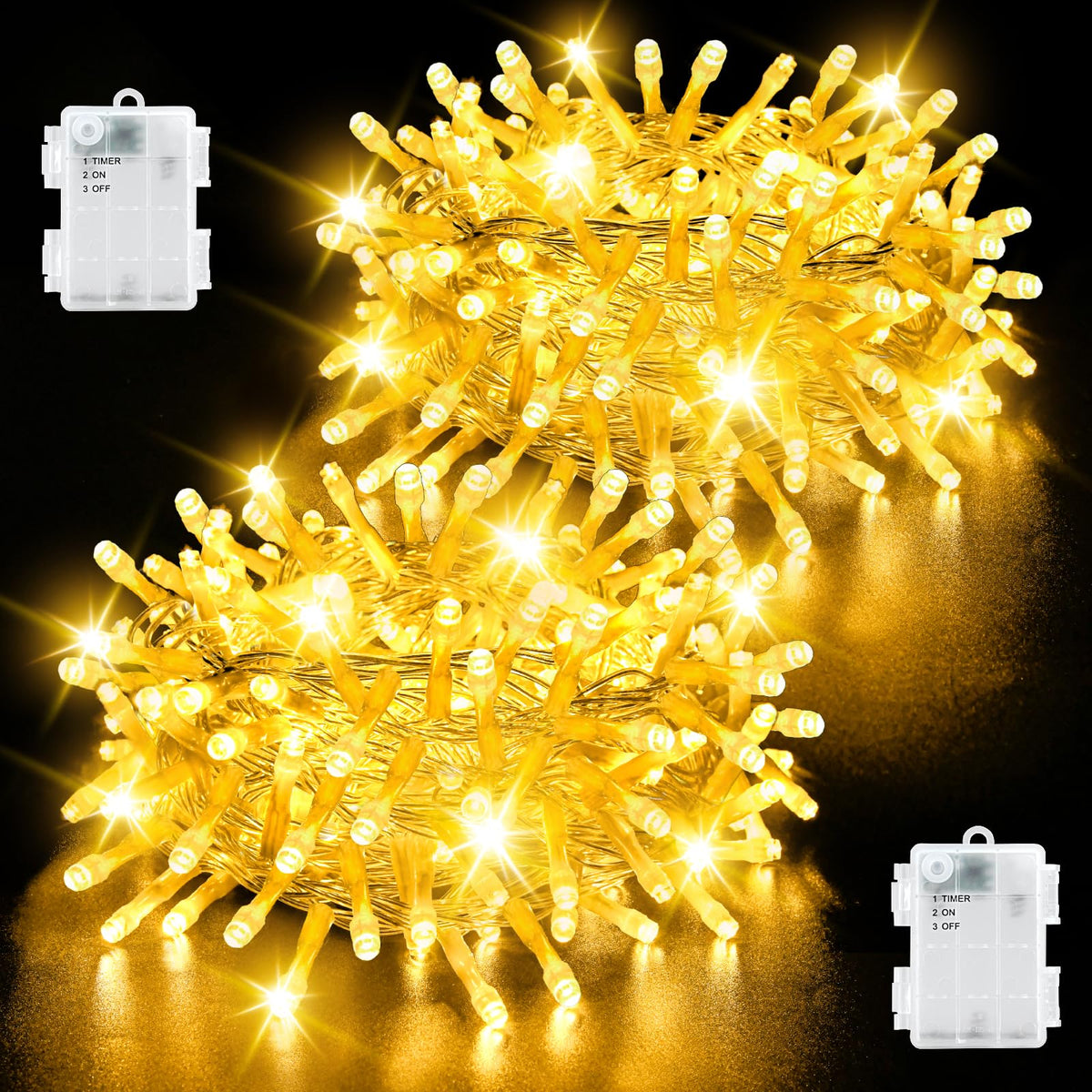 cshare Battery Fairy Lights, 2M 20 LED Fairy Lights Battery Operated with Timer, IP65 Waterproof String Lights for Jar Garden Camping Christmas Indoor Outdoor Decorations, Warm White