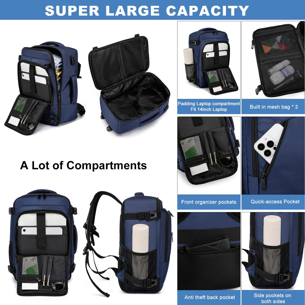Ryanair Cabin Bags 40x30x20 Underseat 24L Small Travel Backpack Cabin Size