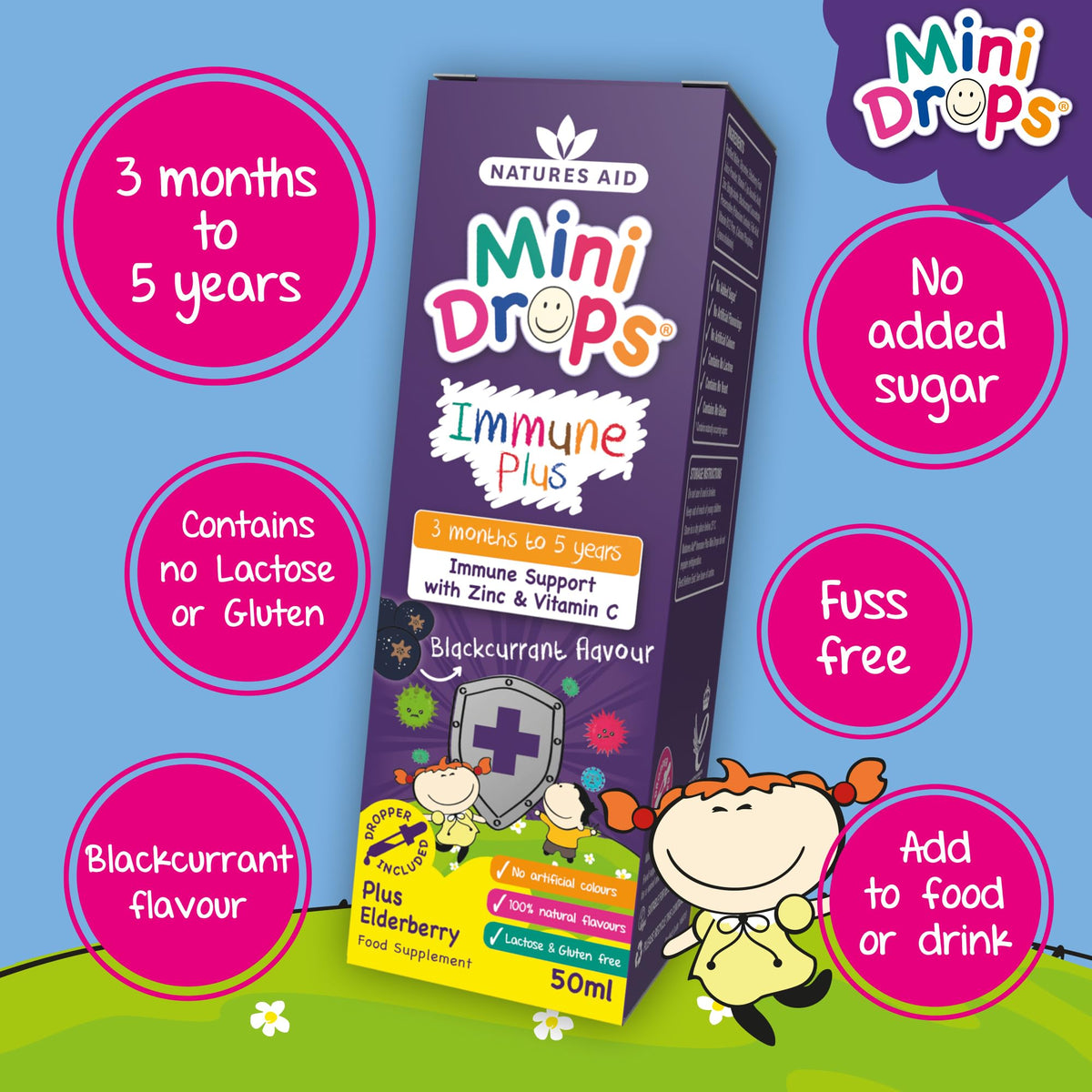 Natures Aid Mini Drops Multi-Vitamin for Babies, Kids & Children 50ml