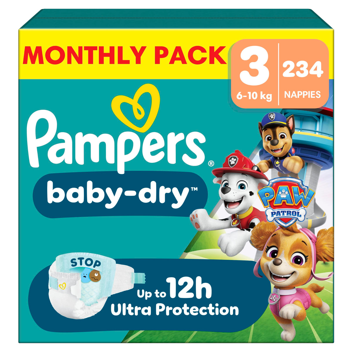 Pampers Baby-Dry Nappies, Size 6 Giant, 164 Count
