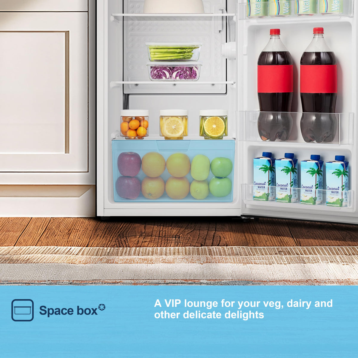 Fridgemaster 45L Table Top Mini Fridge MUR4545, 45cm Compact Refrigerator with Adjustable Thermostat, Reversible Door, 39dB Low Noise, White, Energy Class E
