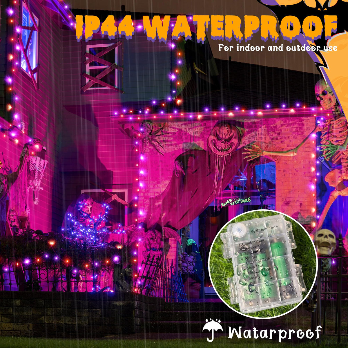 Ollny Fairy Lights Battery Operated, 10m 100 LEDs Bright Battery Powered String Lights, Cool White Outside Christmas Lights Waterproof with 8 Modes/Timer for Indoor Outdoor Bedroom Garden Decorations