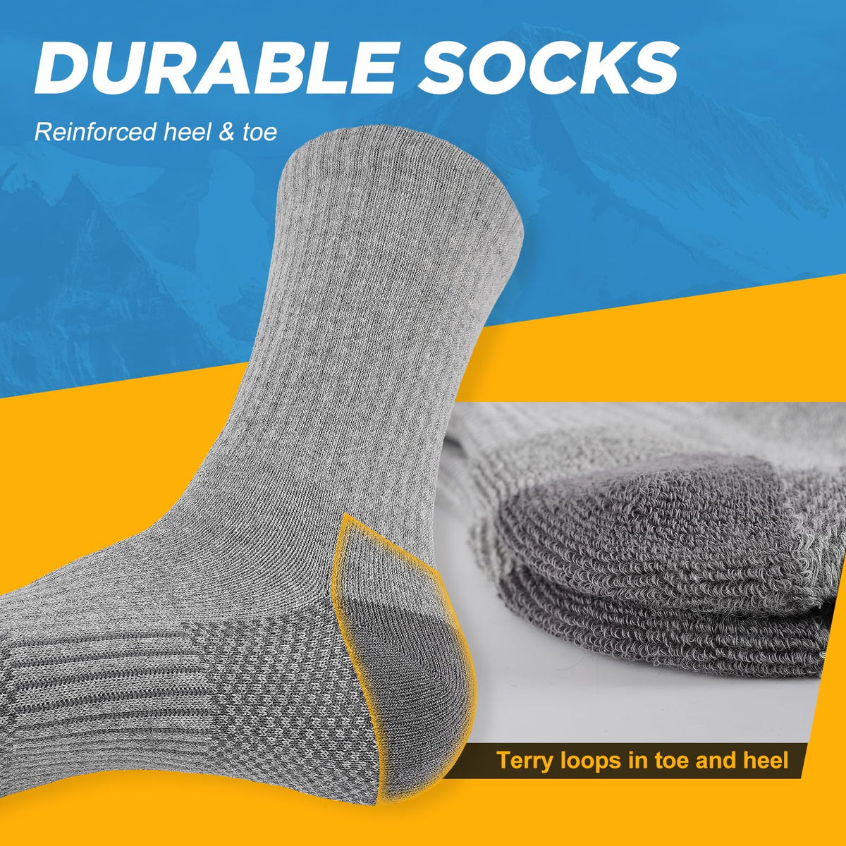 Cirorld Mens Sports Socks, 6/8 Pairs Work Boot Socks for Men & Women