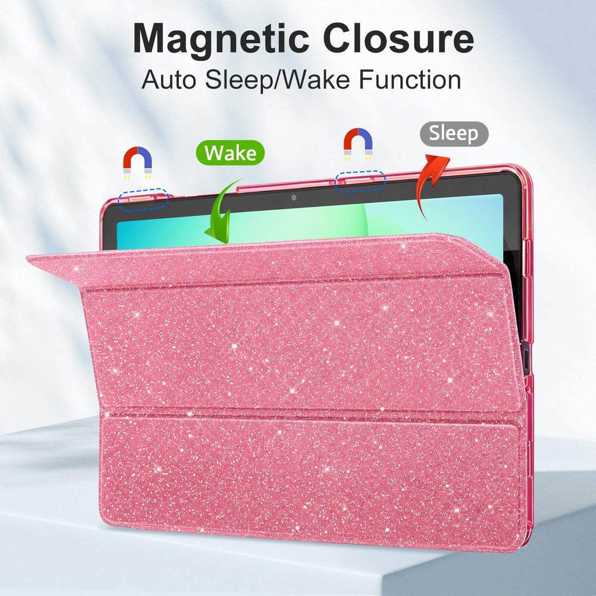 CoBak Case for Samsung Galaxy Tab A11+ Plus 11 Inch 2025/A9+ Plus 2023 - PU Leather Smart Cover with Auto Sleep/Wake for Tab A11+, Translucent Hard Shell, Multi-Viewing Angles, Green Pattern