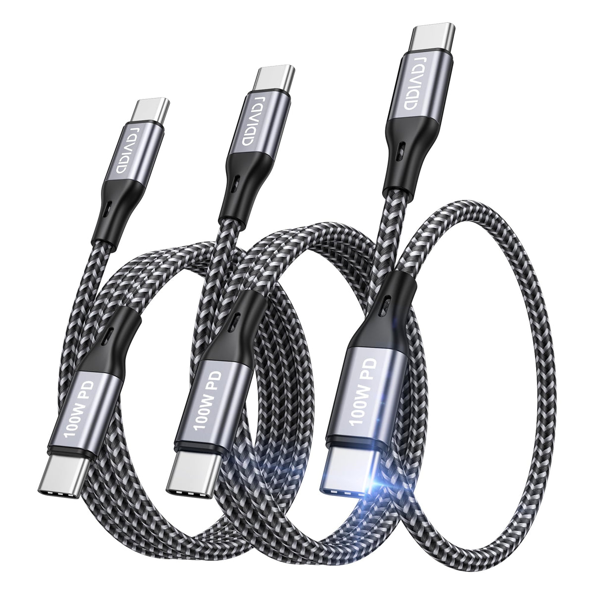 RAVIAD 100W USB C to USB C Charger Cable 2M 2Pack, USBC to USBC Cable 5A