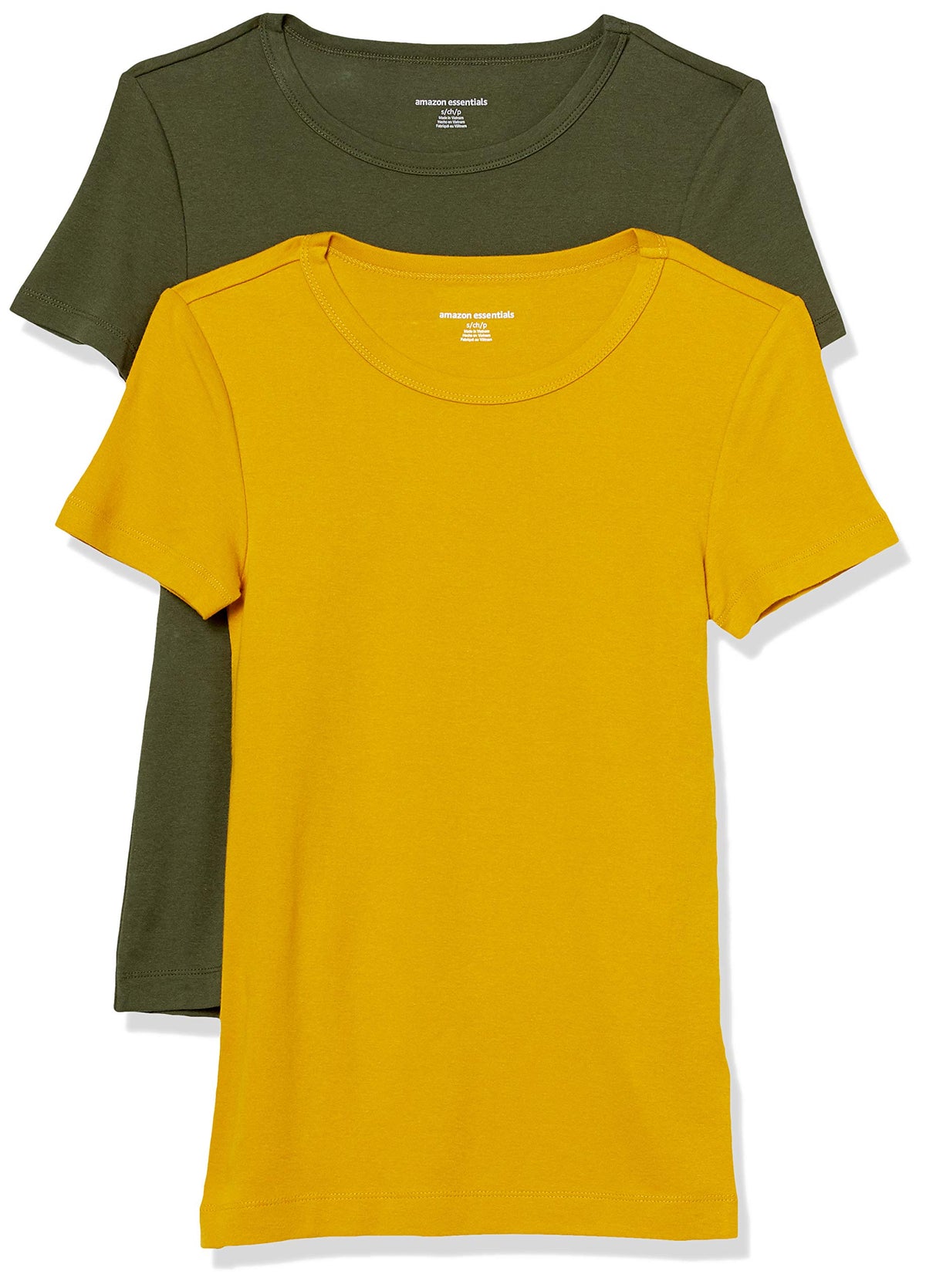 Amazon Essentials Women's Slim-Fit Short-Sleeve Crewneck T-Shirt, Pack of 2