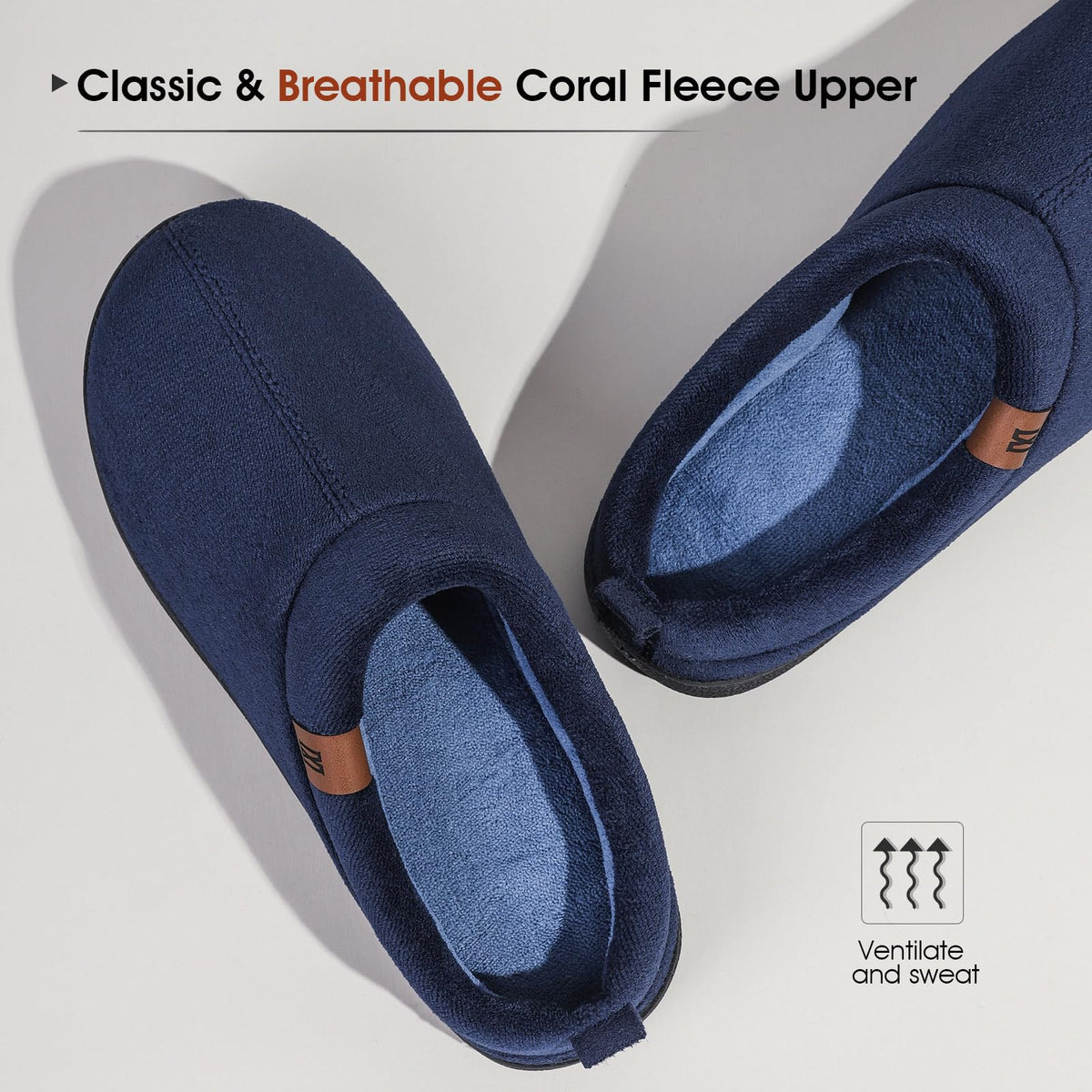 MERRIMAC Men's Slip-on Slippers Memory Foam Non-slip Indoor House Shoes