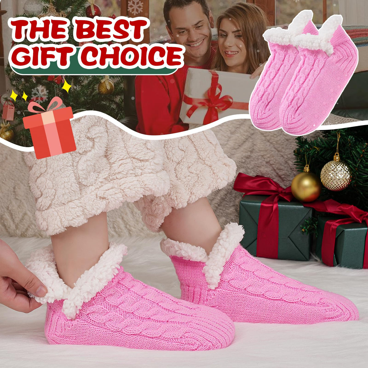 Niorasen Fluffy Slipper Socks Women Men, Winter Gift for Her, UK 4-9