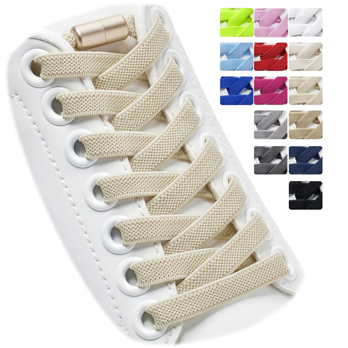 2 Pairs Elastic Shoe Laces for Trainers, 8mm Shoelace