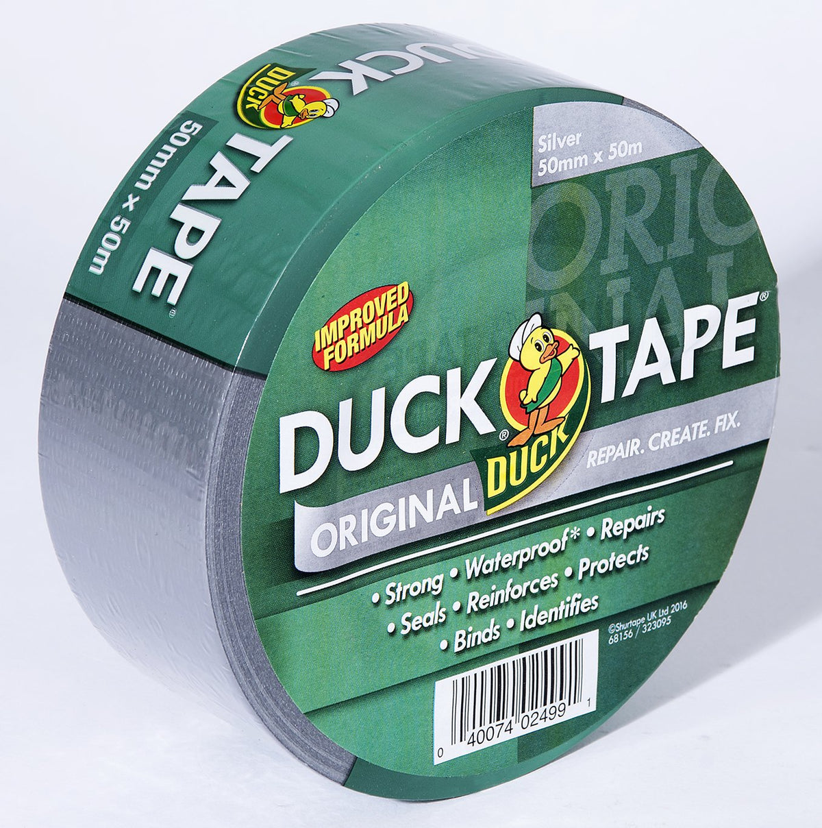 Duck Tape Original White Duct Tape, 50mm x 25m Heavy Duty, Waterproof Gaffer, Gaffa Sticky Tape, Strong Adhesive Cloth Repair Tape, Suitable for Packing boxes, Moving House, Parcels or Packaging