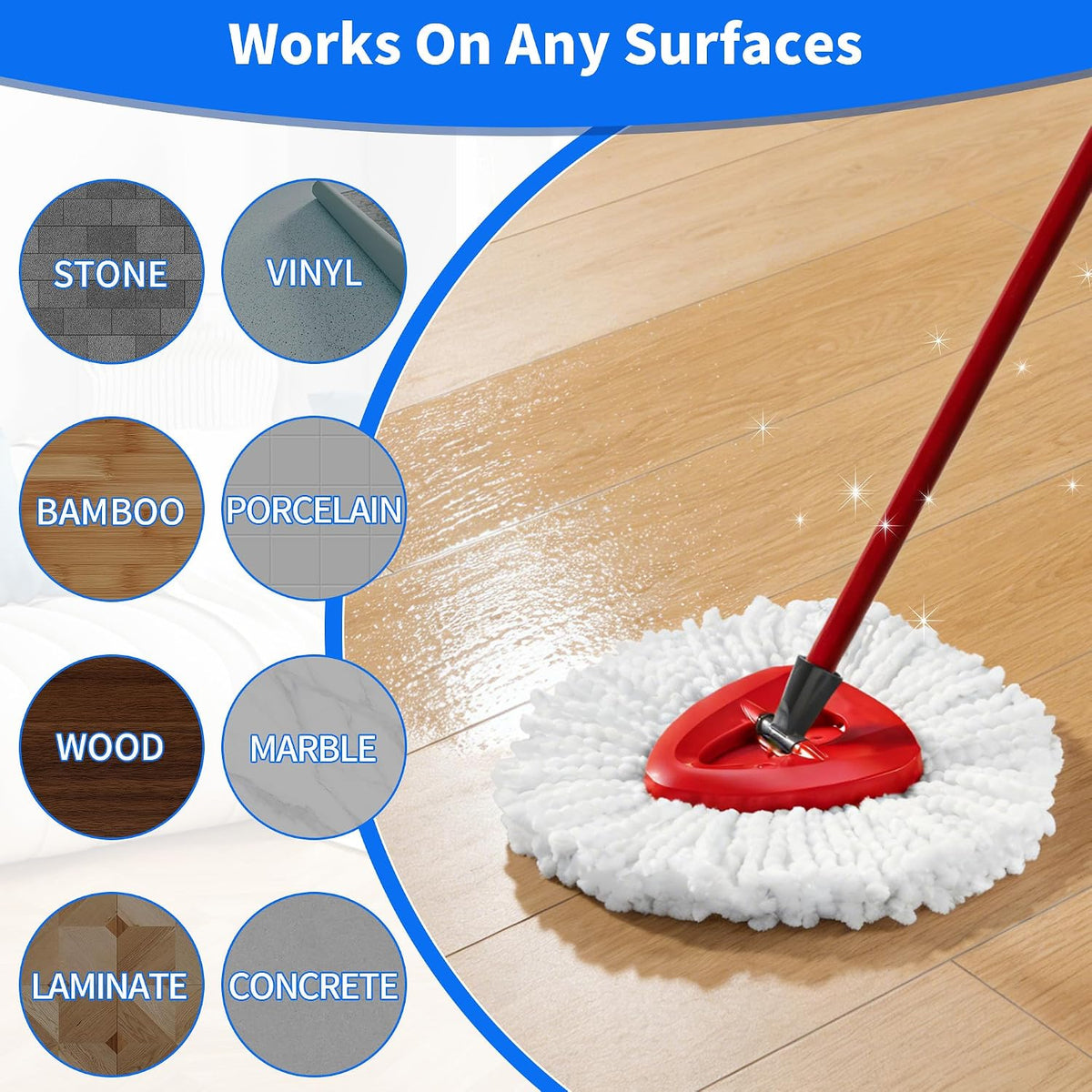 4 Pack Mop Head Replacement Compatible with Vileda Turbo 1-Tank Spin Mop