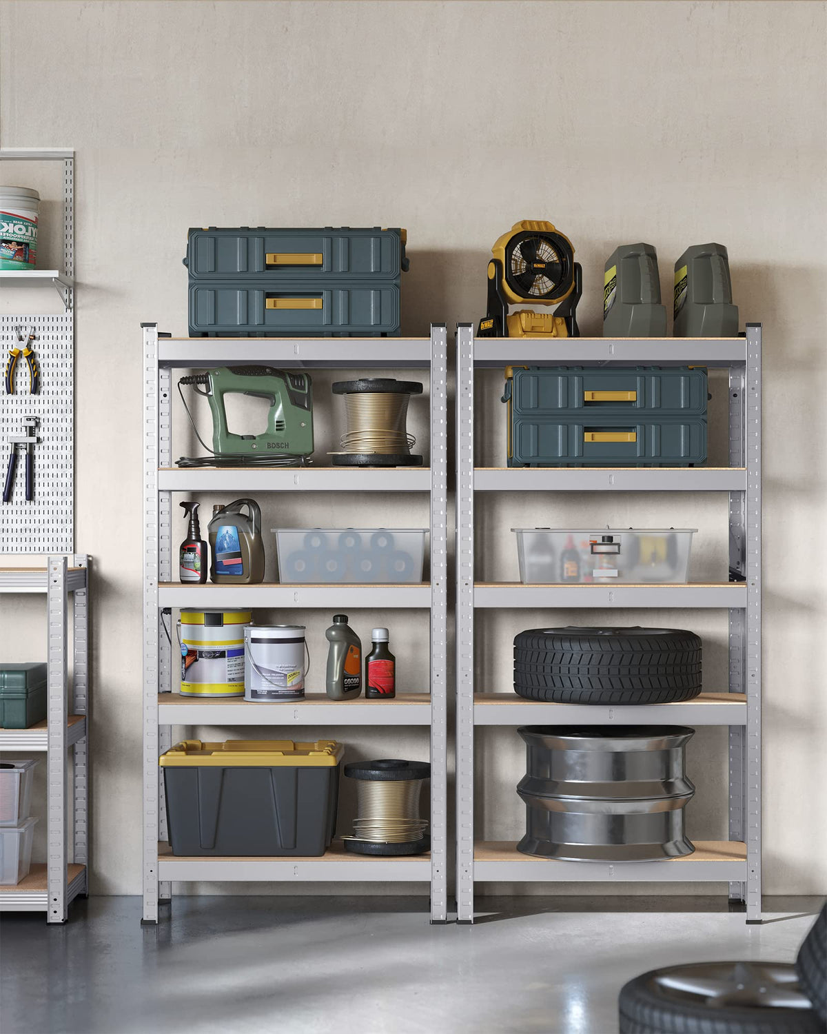 SONGMICS 5-Tier Heavy-Duty Shelving Units, Set of 2, Boltless Assembly