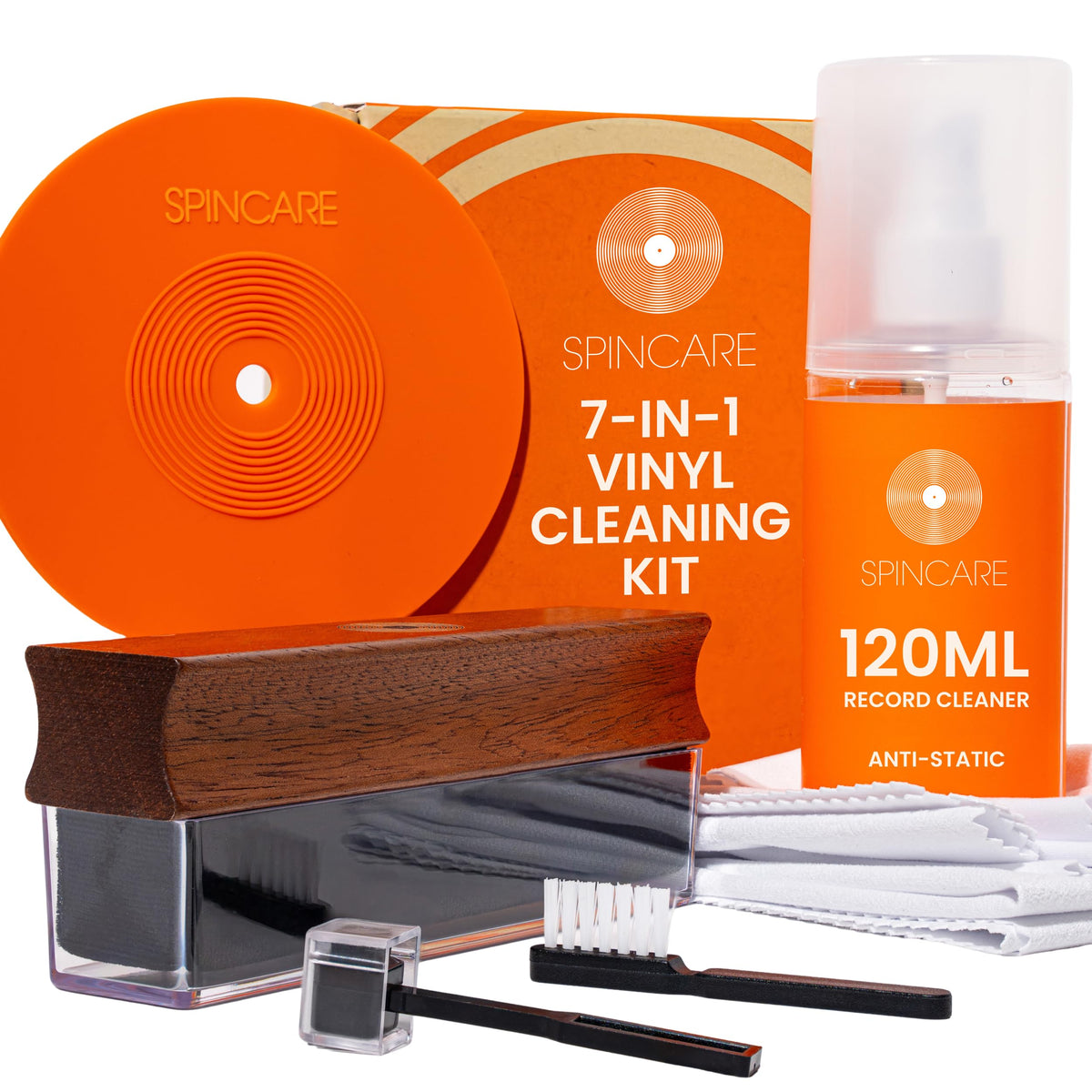 SPINCARE Vinyl Record Cleaner Kit | 5-in-1 Essentials Vinyl Cleaning Set