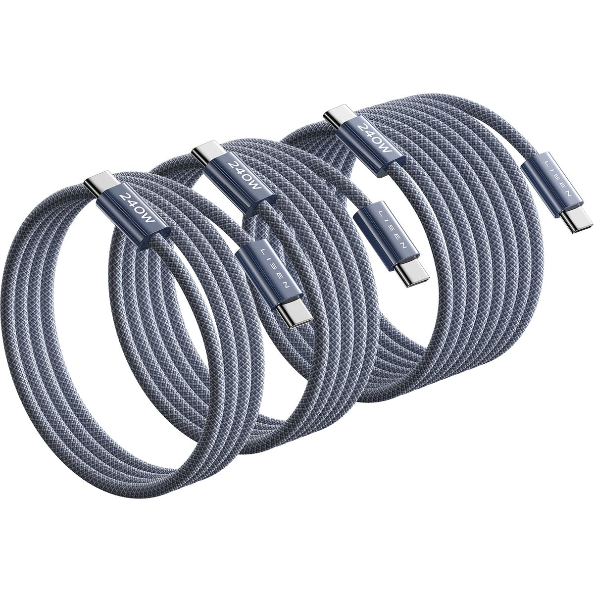 LISEN 240W USB C to USB C Cable 2-Pack, 2m USB C Charger Cable Fast Charger